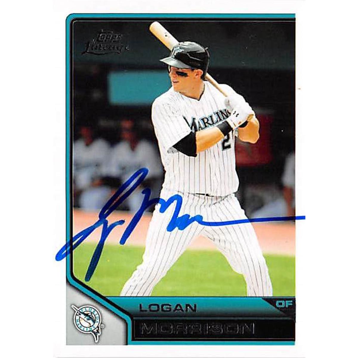 444075 Logan Morrison Autographed Baseball Card 2011 Topps Lineage No. 46 for Florida Marlins