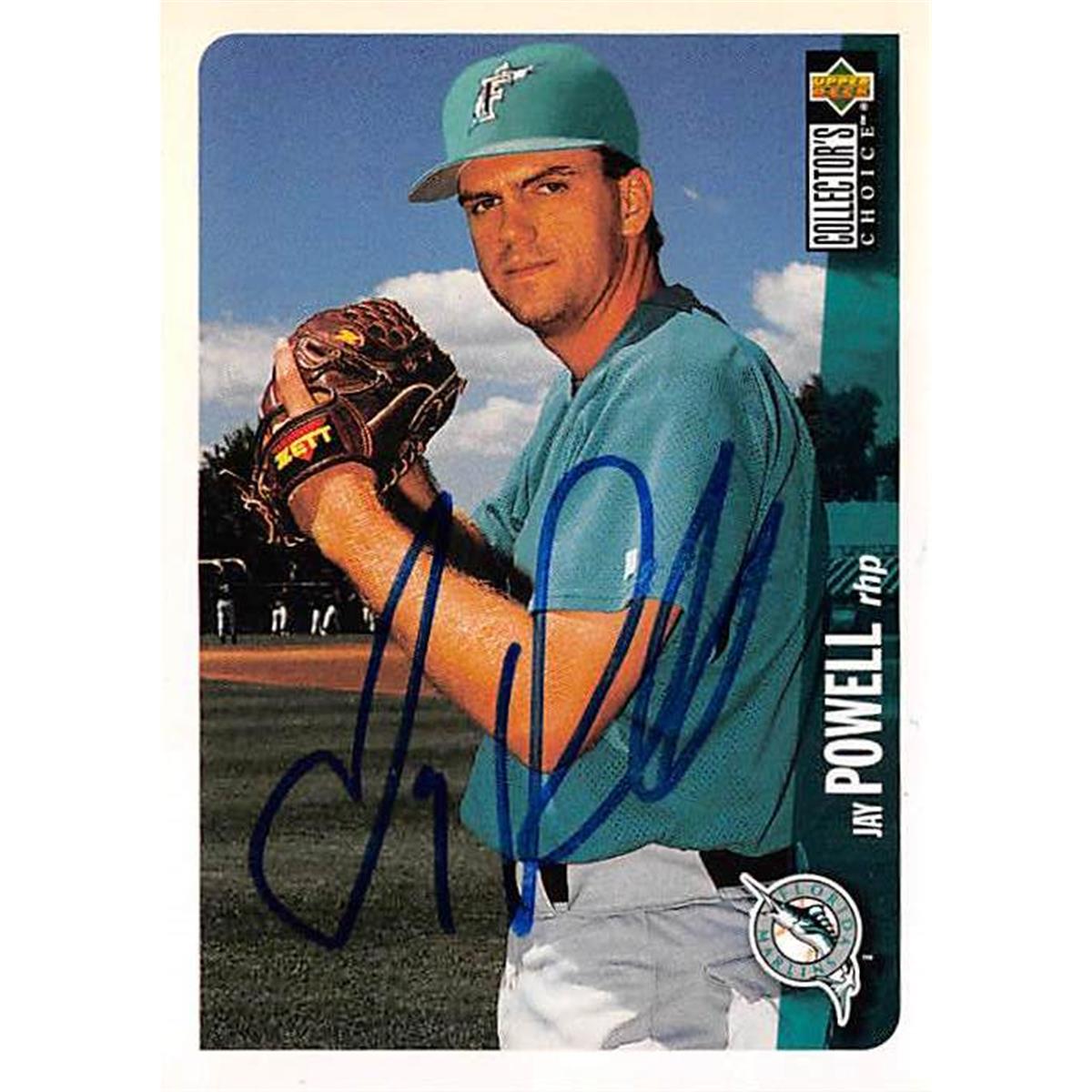 444173 Jay Powell Autographed Baseball Card 1996 Upper Deck No. 559 for Florida Marlins