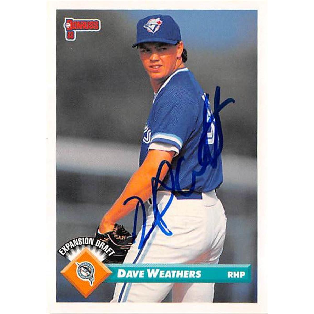 444204 Dave Weathers Autographed Baseball Card 1993 Donruss No. 731 for Florida Marlins Toronto Blue Jays
