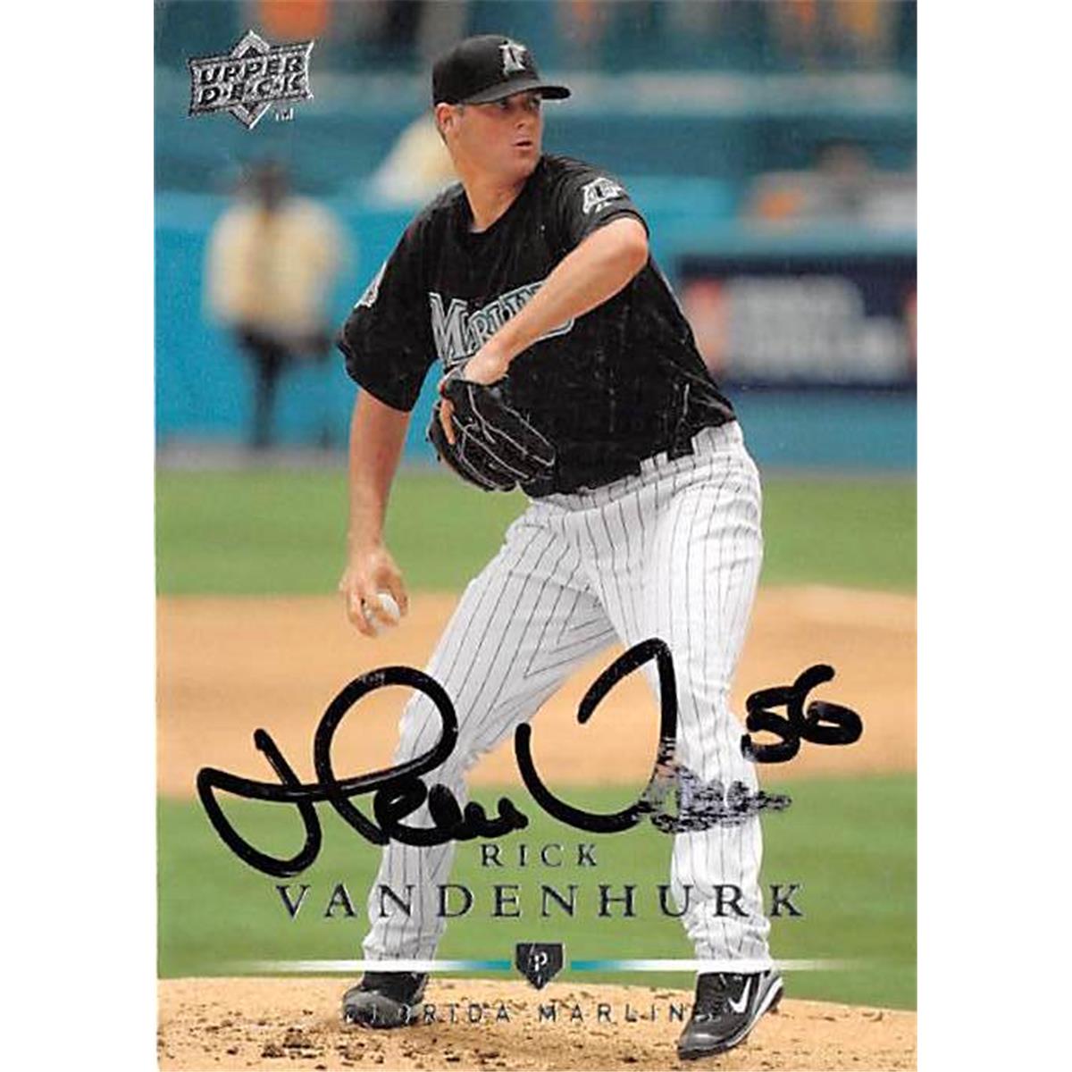 444274 Rick Vandenhurk Autographed Baseball Card 2008 Upper Deck No. 143 for Florida Marlins