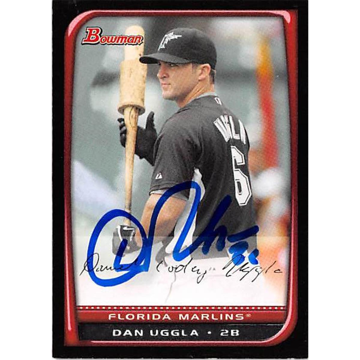 444303 Dan Uggla Autographed Baseball Card 2008 Topps Bowman No. 134 for Florida Marlins