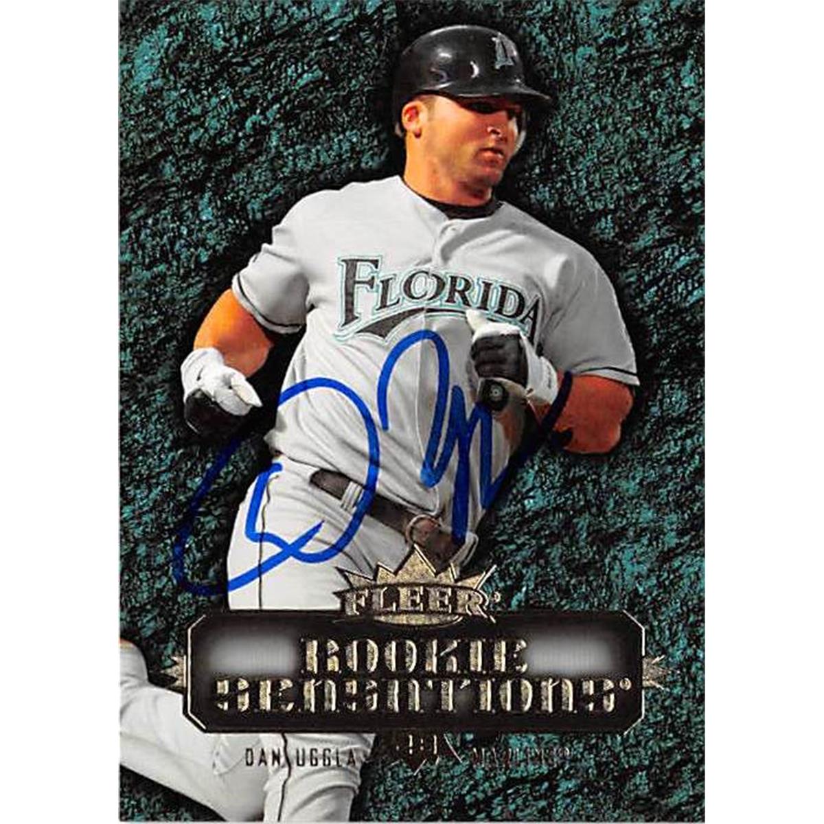 444305 Dan Uggla Autographed Baseball Card 2007 Fleer No. RSDU Rookie Sensations for Florida Marlins