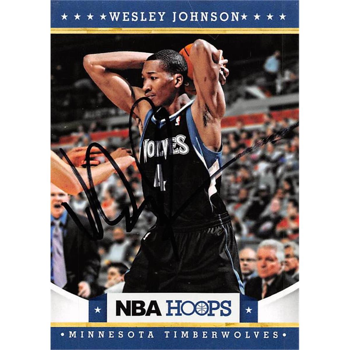 444511 Wesley Johnson Autographed Basketball Card 2012 Panini Hoops No. 121 for Minnesota Timberwolves