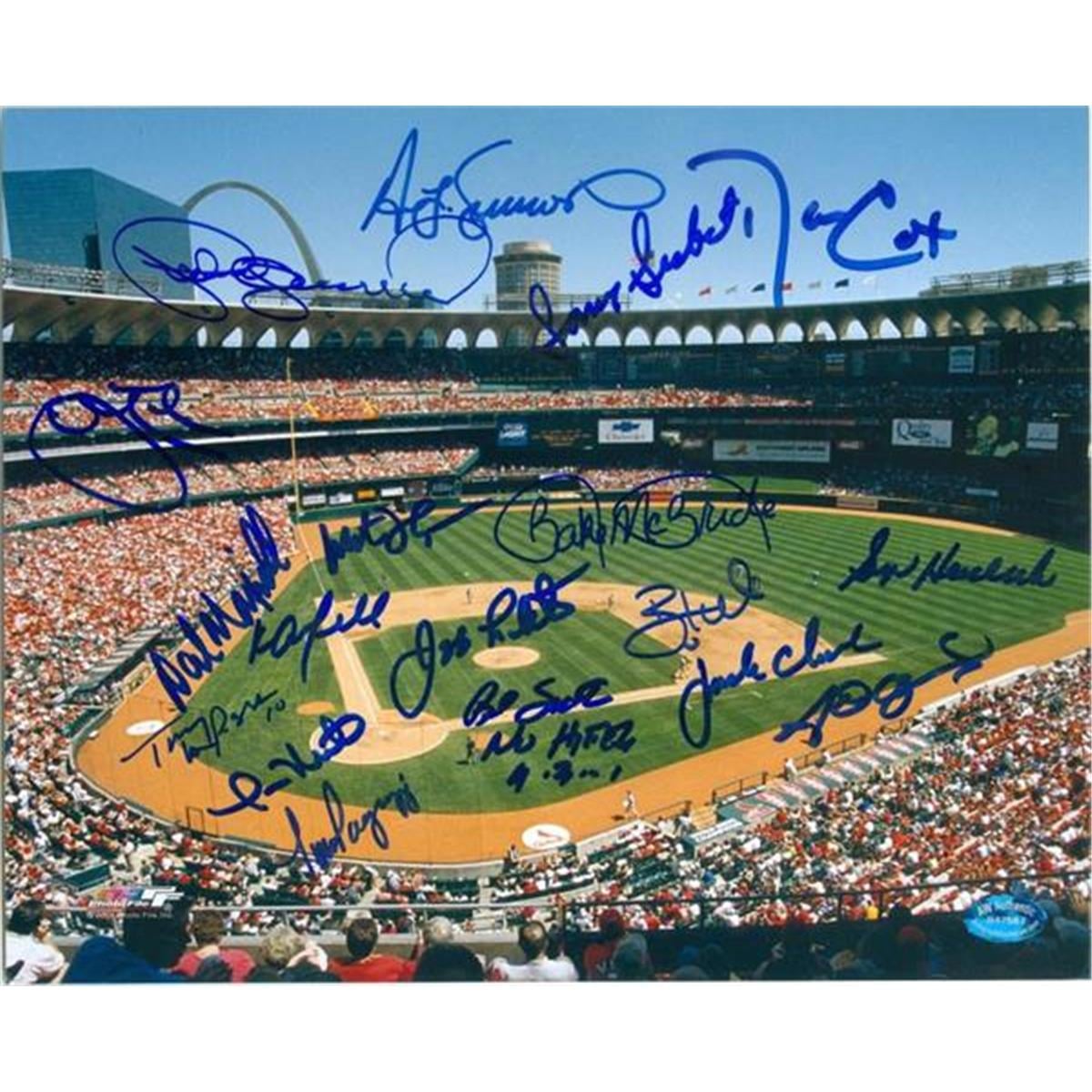 443133 8 x 10 in. 18 St Louis Cardinals Legends Image No. 2 Busch Stadium Autographed Photo