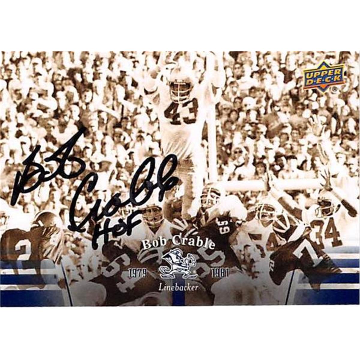 443899 Notre Dame Fighting Irish 2013 Upper Deck No. 37 Incribed HOF Bob Crable Autographed Football Card