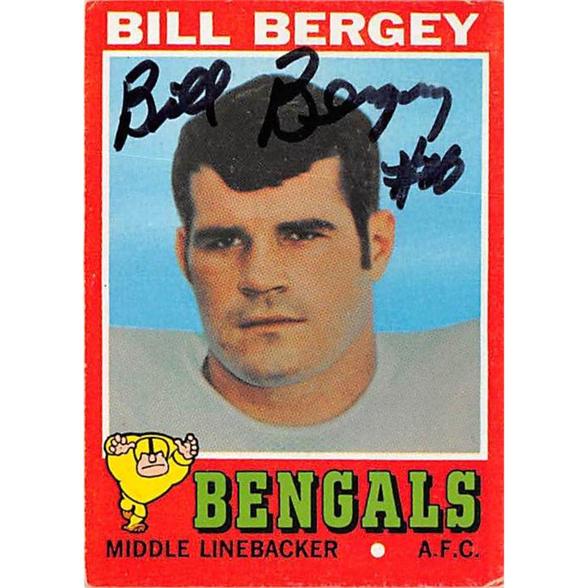 Picture of Autograph Warehouse 443967 Cincinnati Bengals 1971 Topps No. 155 Bill Bergey Autographed Football Card