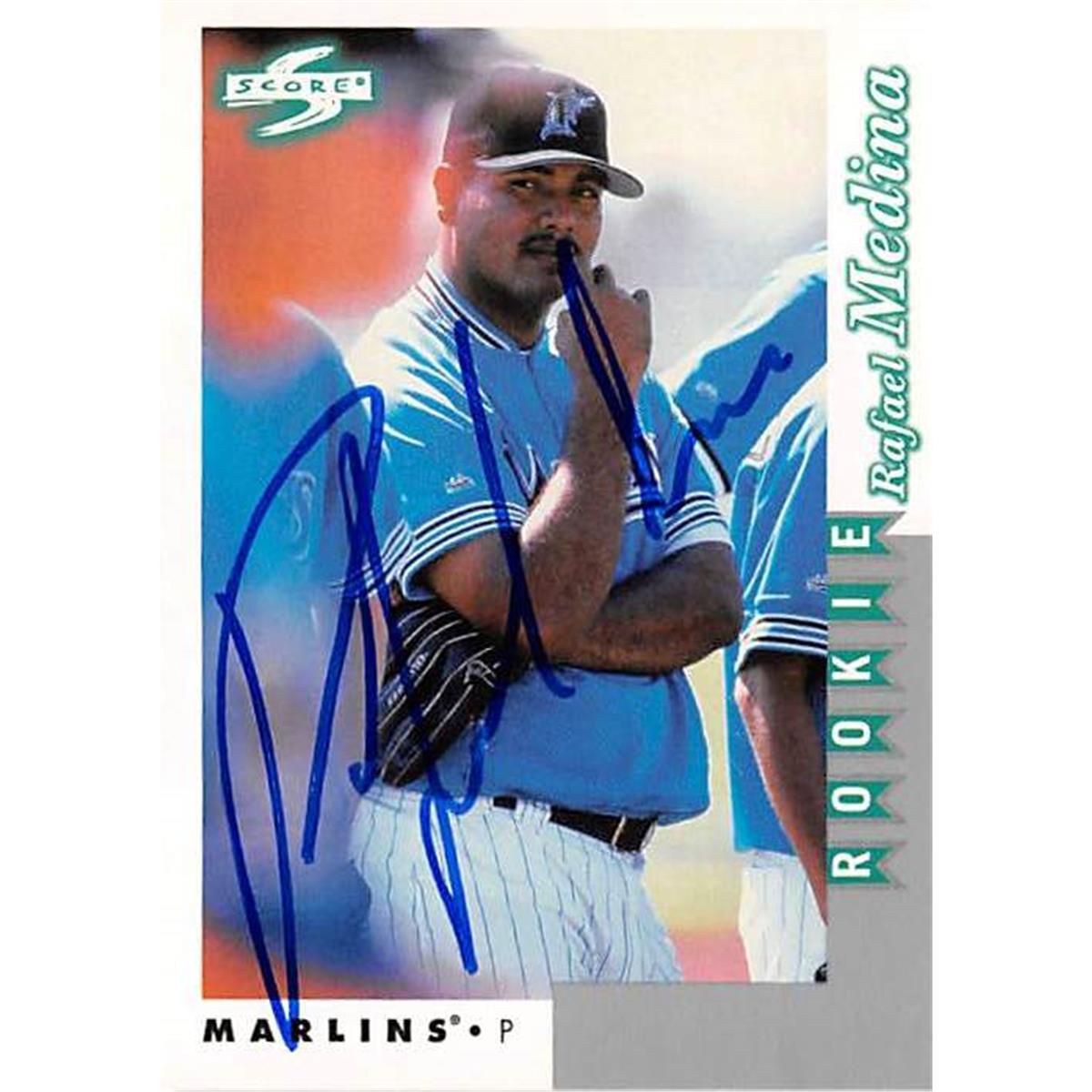 444047 Florida Marlins 1998 Score No. RT235 Rafael Medina Autographed Baseball Card