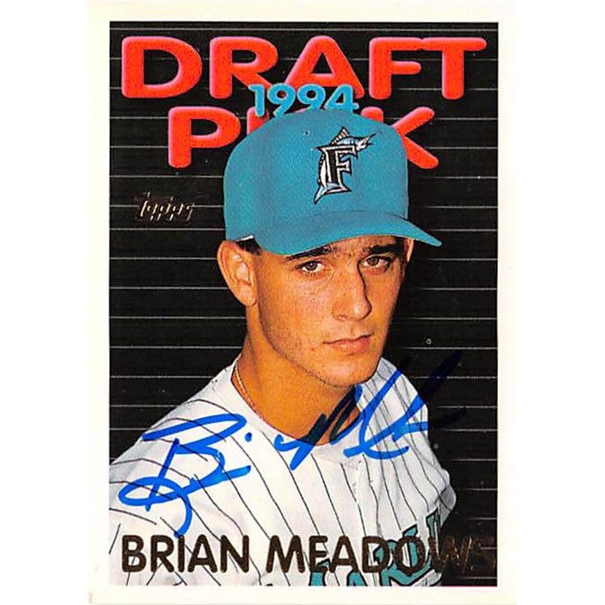 444059 Florida Marlins 1995 Topps No. 570 Draft Picks Brian Meadows Autographed Baseball Card