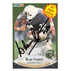 Picture of Autograph Warehouse 443894 New York Jets Penn State Nittany Lions 1990 Fleer No. 370 Rookie Blair Thomas Autographed Football Card