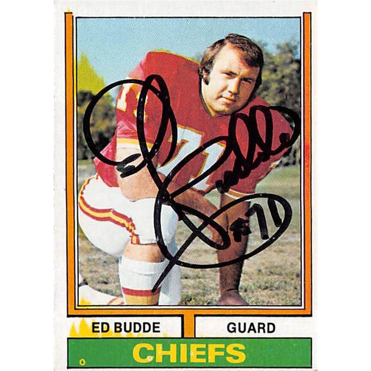 Picture of Autograph Warehouse 443919 Kansas City Chiefs 1974 Topps No. 108 Ed Budde Autographed Football Card