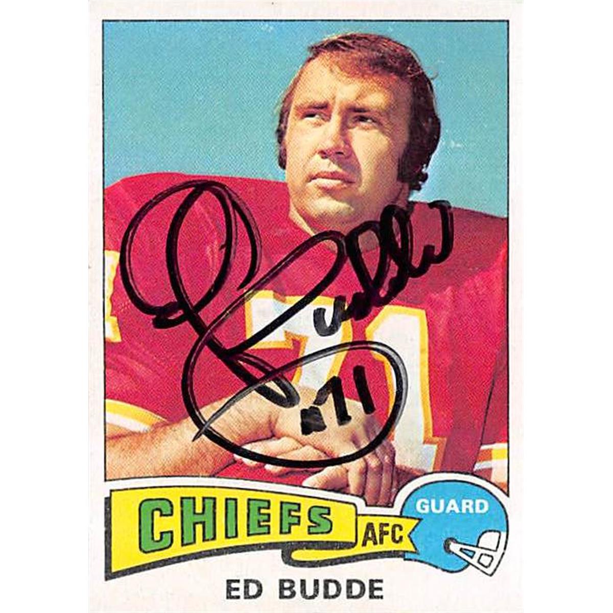 Picture of Autograph Warehouse 443920 Kansas City Chiefs 1975 Topps No. 174 Ed Budde Autographed Football Card