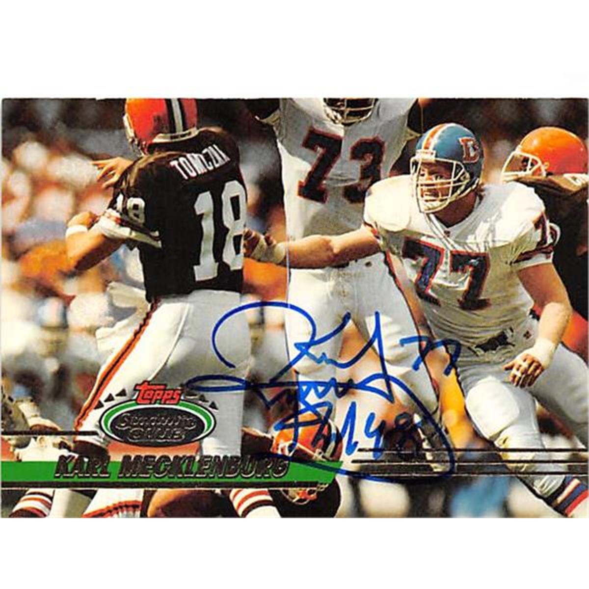 Picture of Autograph Warehouse 443951 Denver Broncos 1993 Topps Stadium Club No. 42 Karl Mecklenburg Autographed Football Card