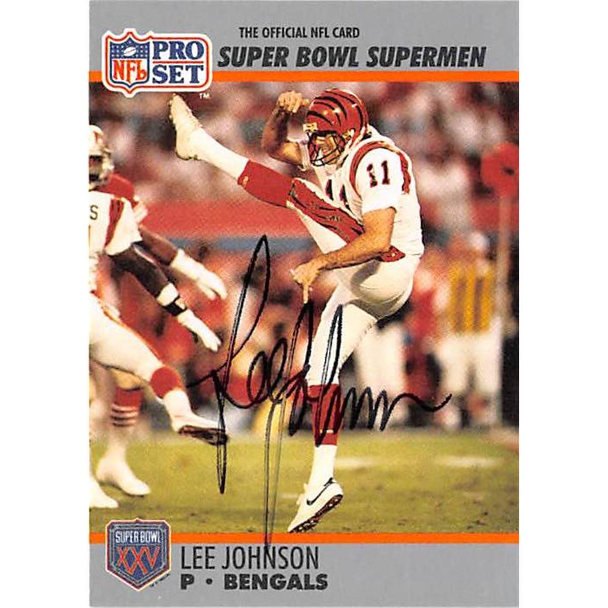 Picture of Autograph Warehouse 443968 Cincinnati Bengals 1990 Pros Set No. 117 Super Bowl Supermen Lee Johnson Autographed Football Card