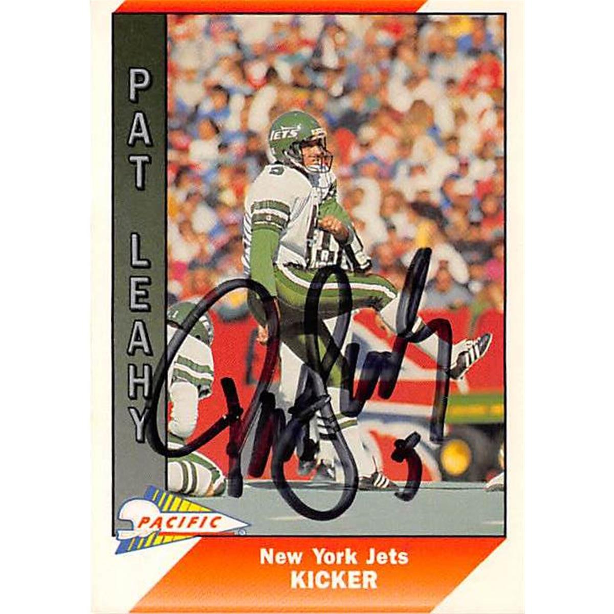 Picture of Autograph Warehouse 443990 New York Jets 1991 Pacific No. 369 Pat Leahy Autographed Football Card