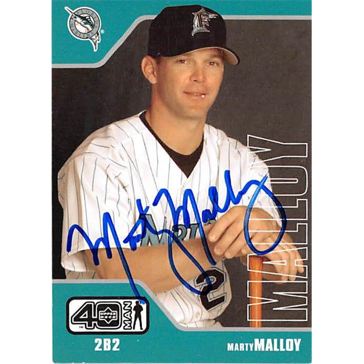 444016 Florida Marlins 2002 Upper Deck Forty Man No. 806 Marty Malloy Autographed Baseball Card