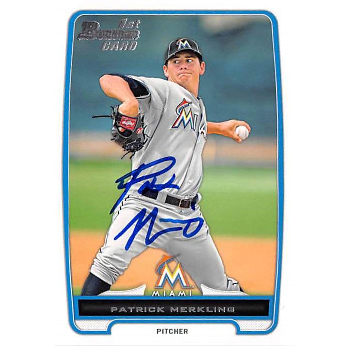 444024 Miami Marlins FT 2013 Topps Bowman No. BDPP136 Patrick Merkling Autographed Baseball Card