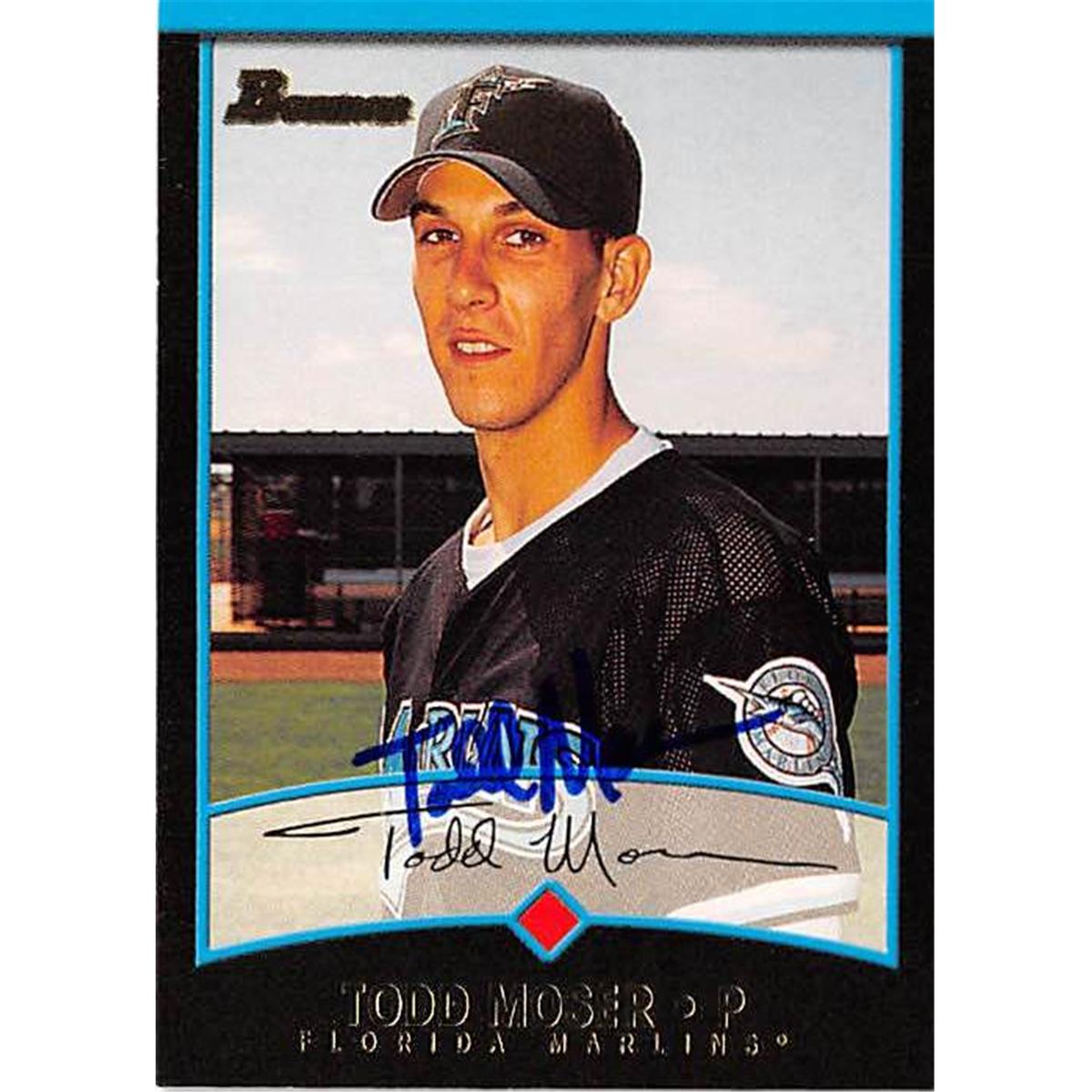 444037 Florida Marlins FT 2001 Topps Bowman No. 407 Todd Moser Autographed Baseball Card