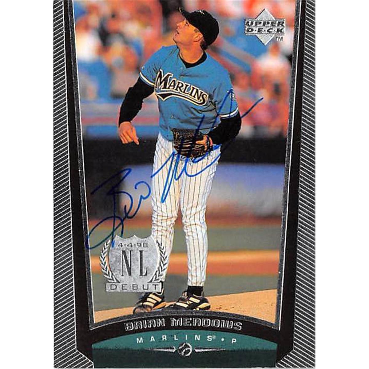444064 Florida Marlins 1998 Upper Deck No. 105 Brian Meadows Autographed Baseball Card
