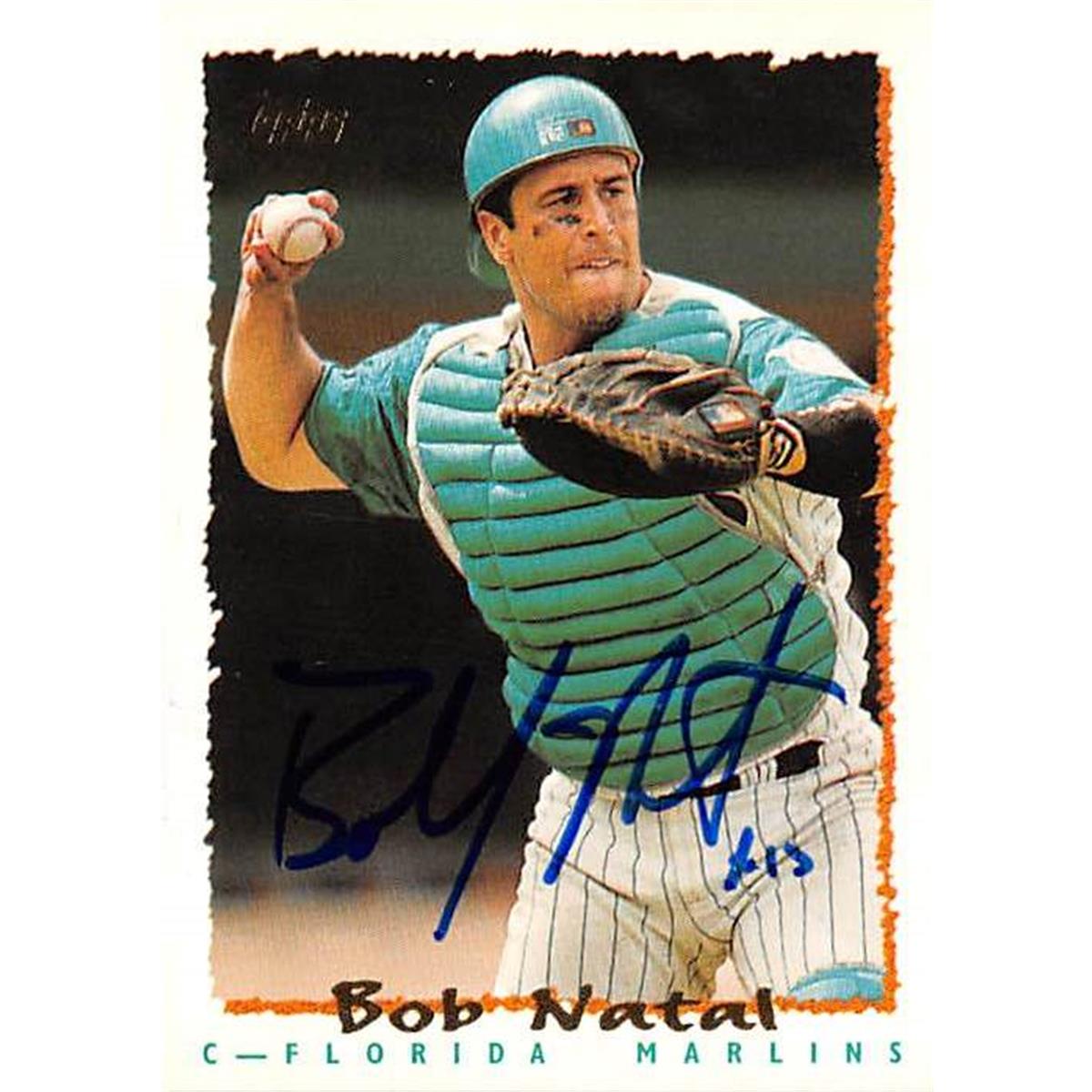 444101 Florida Marlins 1995 Topps No. 192 Rob Natal Autographed Baseball Card