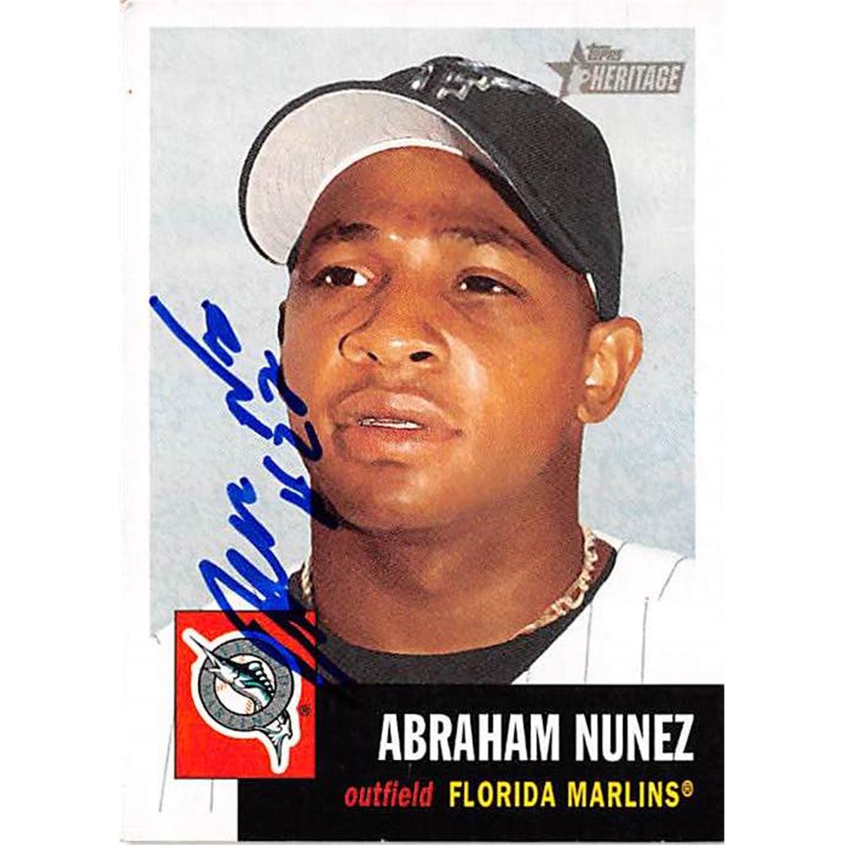 444110 Florida Marlins 2002 Topps Heritage No. 44 Abraham Nunez Autographed Baseball Card