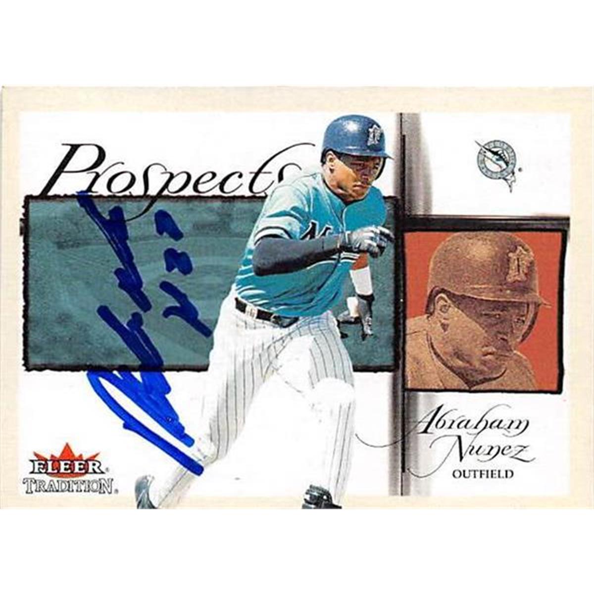 444115 Florida Marlins 2002 Fleer Tradition No. 447 Abraham Nunez Autographed Baseball Card