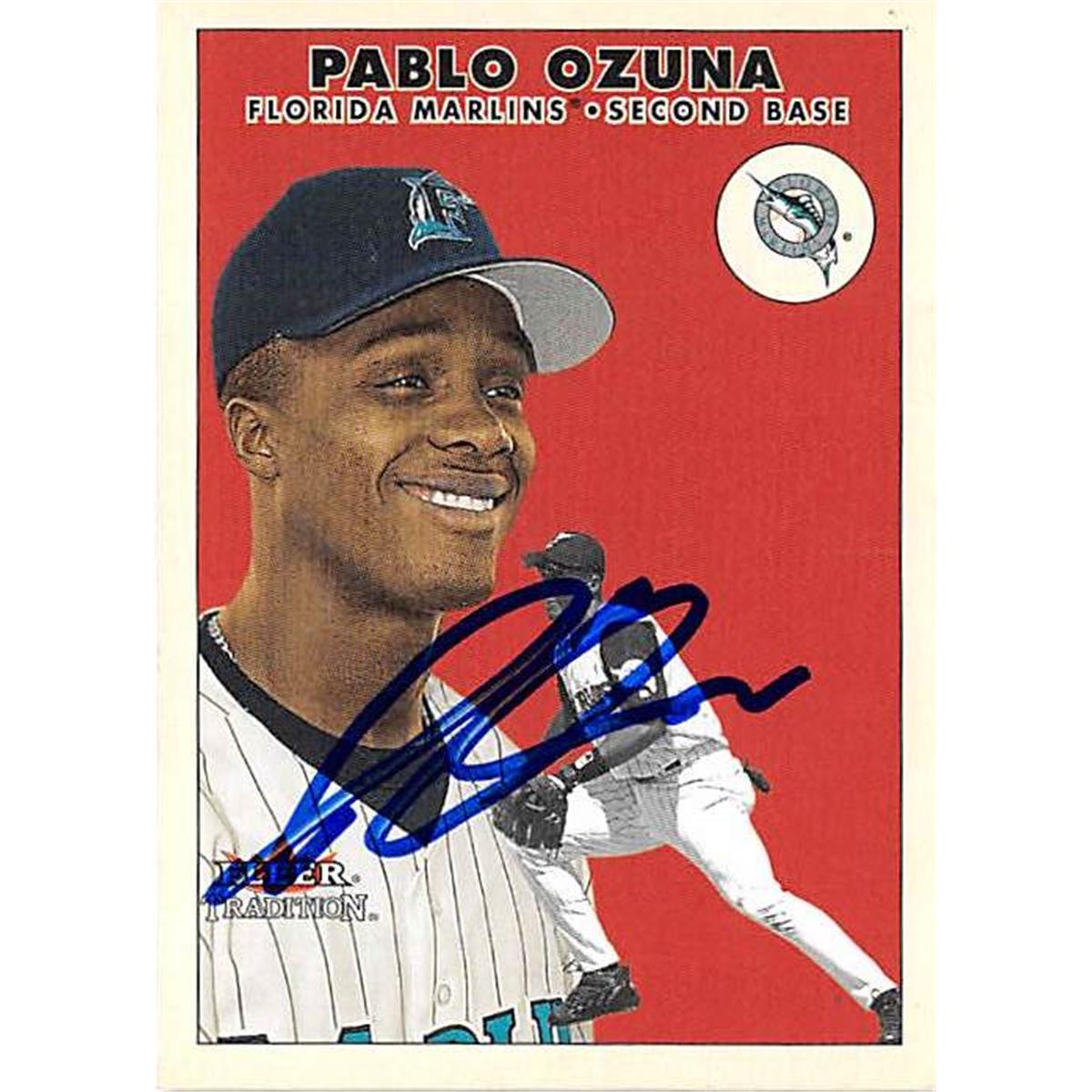 444139 Florida Marlins 2000 Fleer Tradition No. U108 Pablo Ozuna Autographed Baseball Card