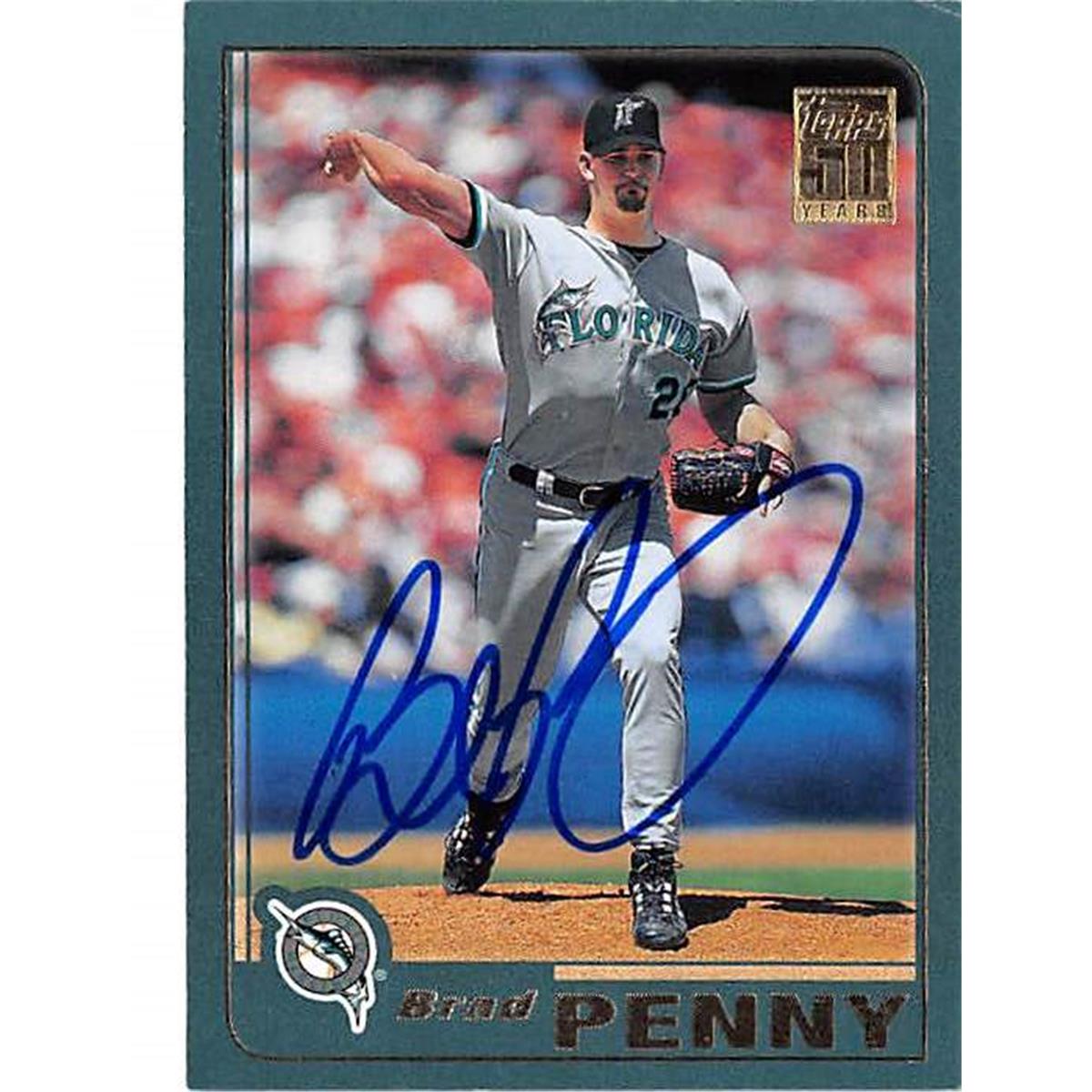 444156 Florida Marlins 2001 Topps No. 173 Brad Penny Autographed Baseball Card