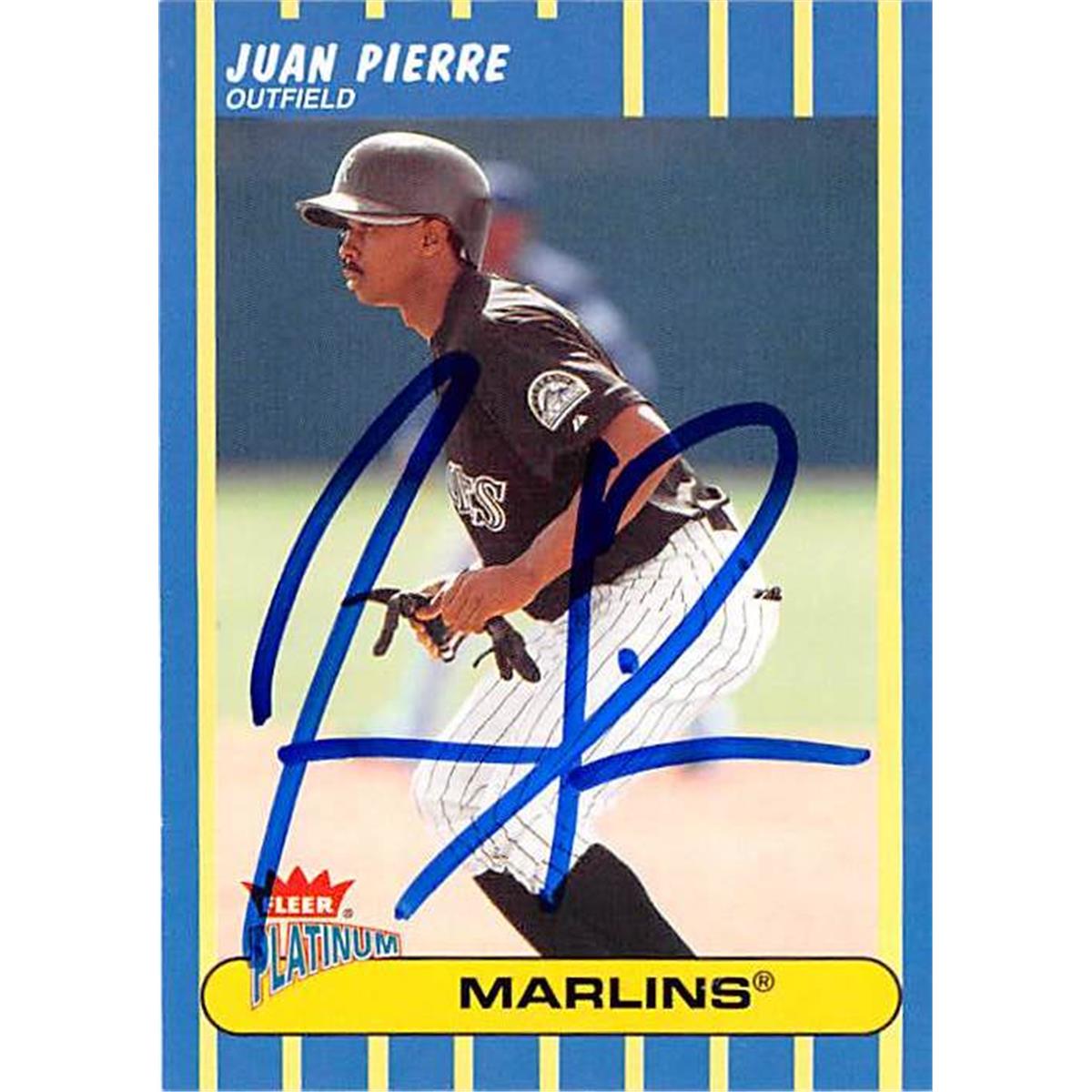 444179 Florida Marlins SC 2003 Fleer Platinum No. 58 Juan Pierre Autographed Baseball Card