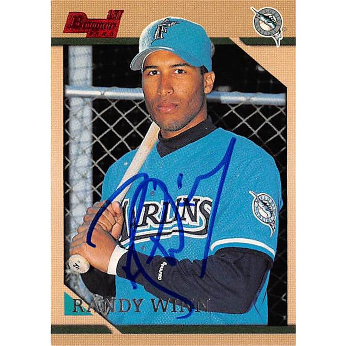 444233 Florida Marlins 1996 Topps Bowman No. 343 Randy Winn Autographed Baseball Card