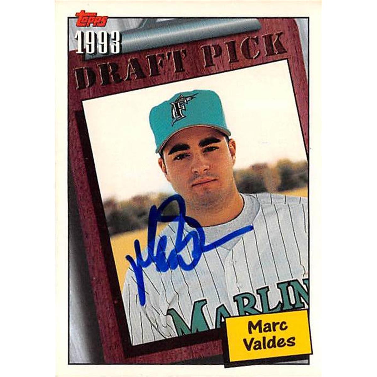 444276 Florida Marlins 1994 Topps No. 750 Draft Pick Marc Valdes Autographed Baseball Card