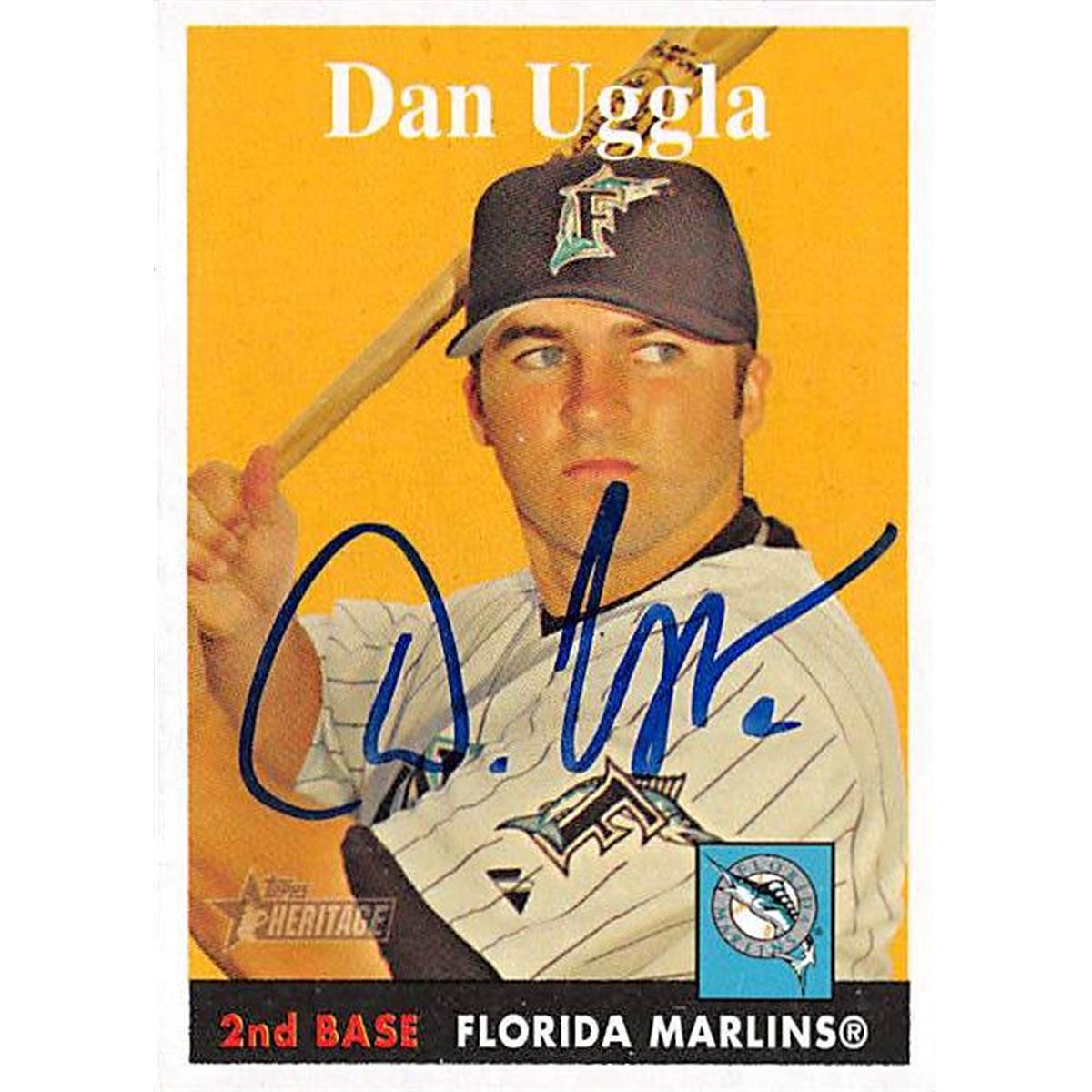 444304 Florida Marlins 2007 Topps Heritage No. 405 Dan Uggla Autographed Baseball Card