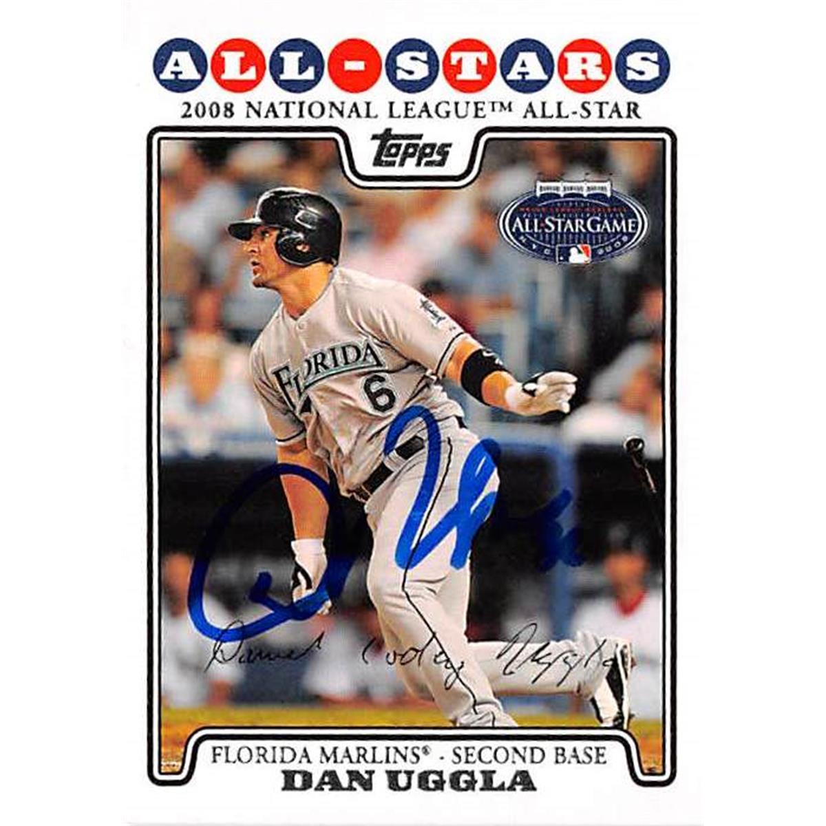 444309 Florida Marlins 2009 Topps No. UH238 All Star Dan Uggla Autographed Baseball Card