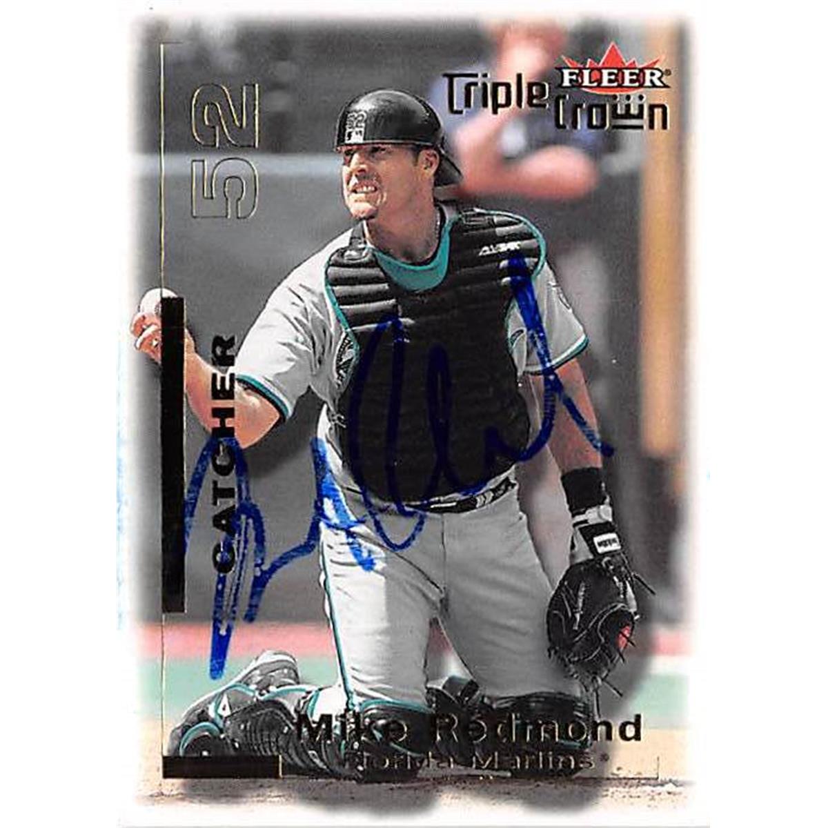 444380 Florida Marlins 2001 Fleer Triple Crown No. 143 Mike Redmond Autographed Baseball Card