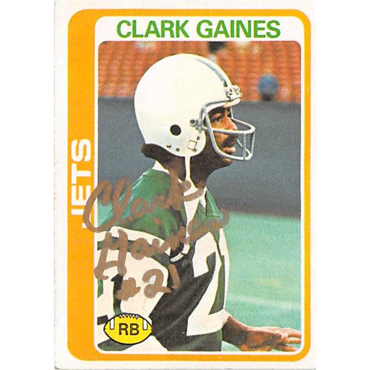 Picture of Autograph Warehouse 377244 New York Jets 1978 Topps No. 81 Gold Signature Clark Gaines Autographed Football Card