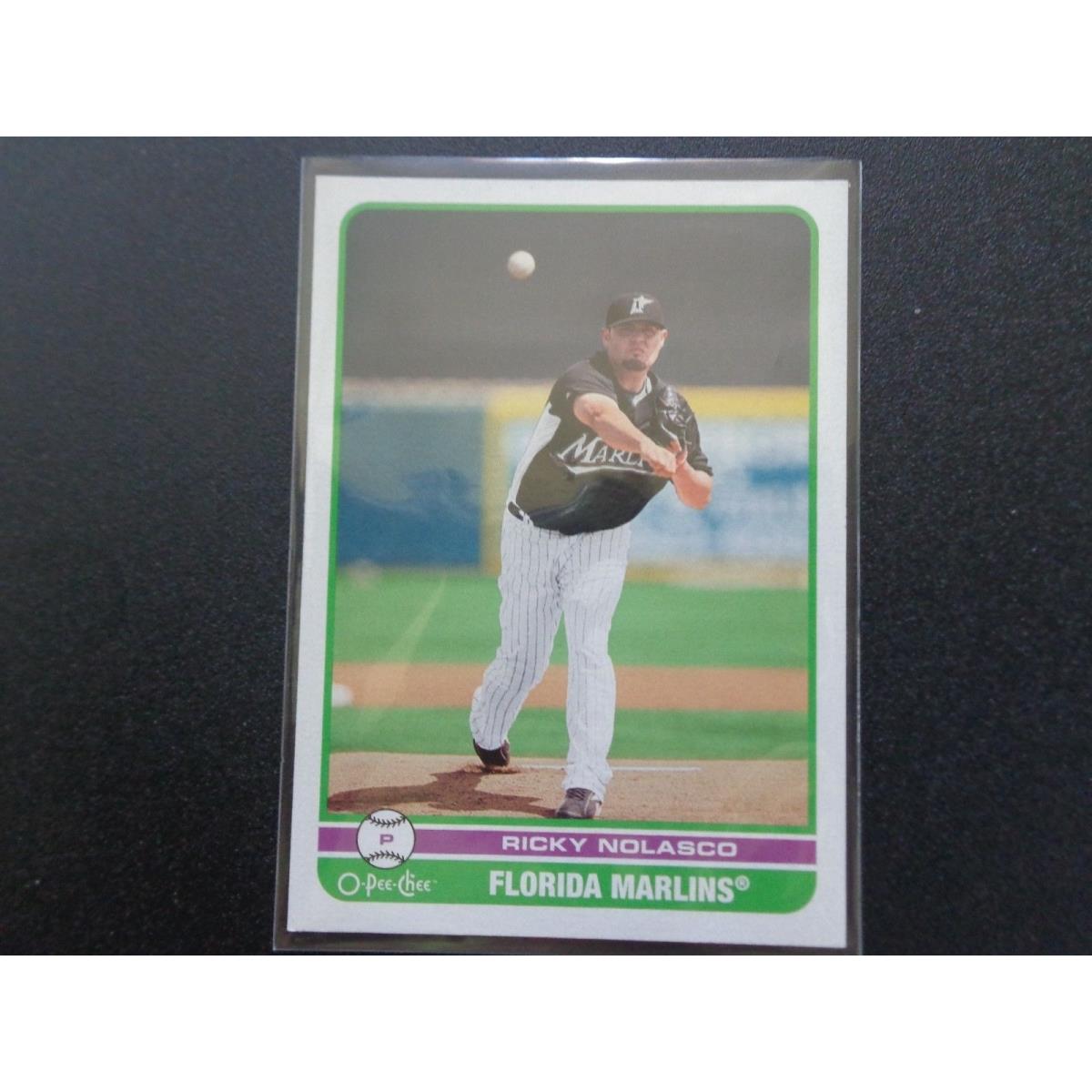 444081 Florida Marlins 2009 O Pee Chee No. 205 Ricky Nolasco Autographed Baseball Card