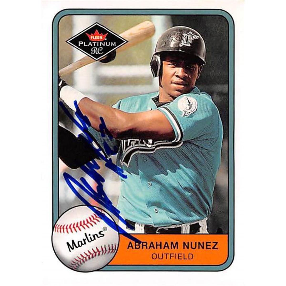444111 Florida Marlins 2001 Fleer Platinum No. 373 Abraham Nunez Autographed Baseball Card