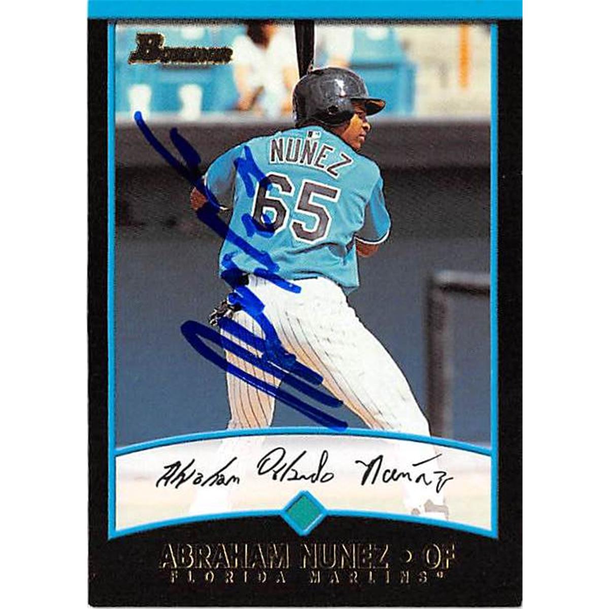 444112 Florida Marlins 2001 Topps Bowman No. 144 Abraham Nunez Autographed Baseball Card