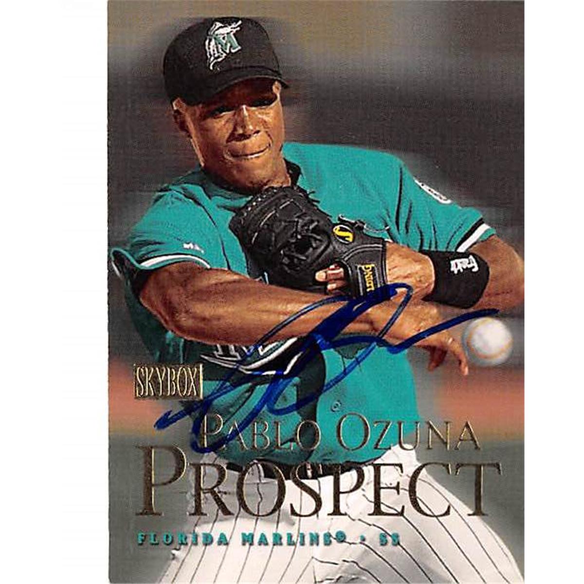 444147 Florida Marlins 2000 Skybox No. 215 Pablo Ozuna Autographed Baseball Card