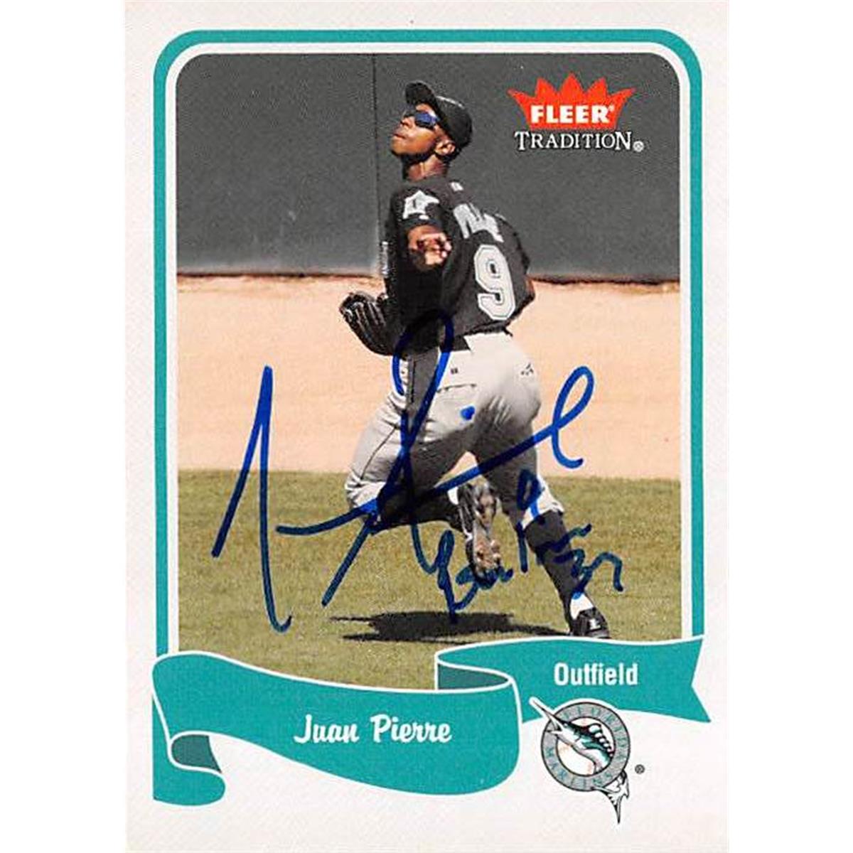 444178 Florida Marlins 2004 Fleer Tradition No. 364 Juan Pierre Autographed Baseball Card