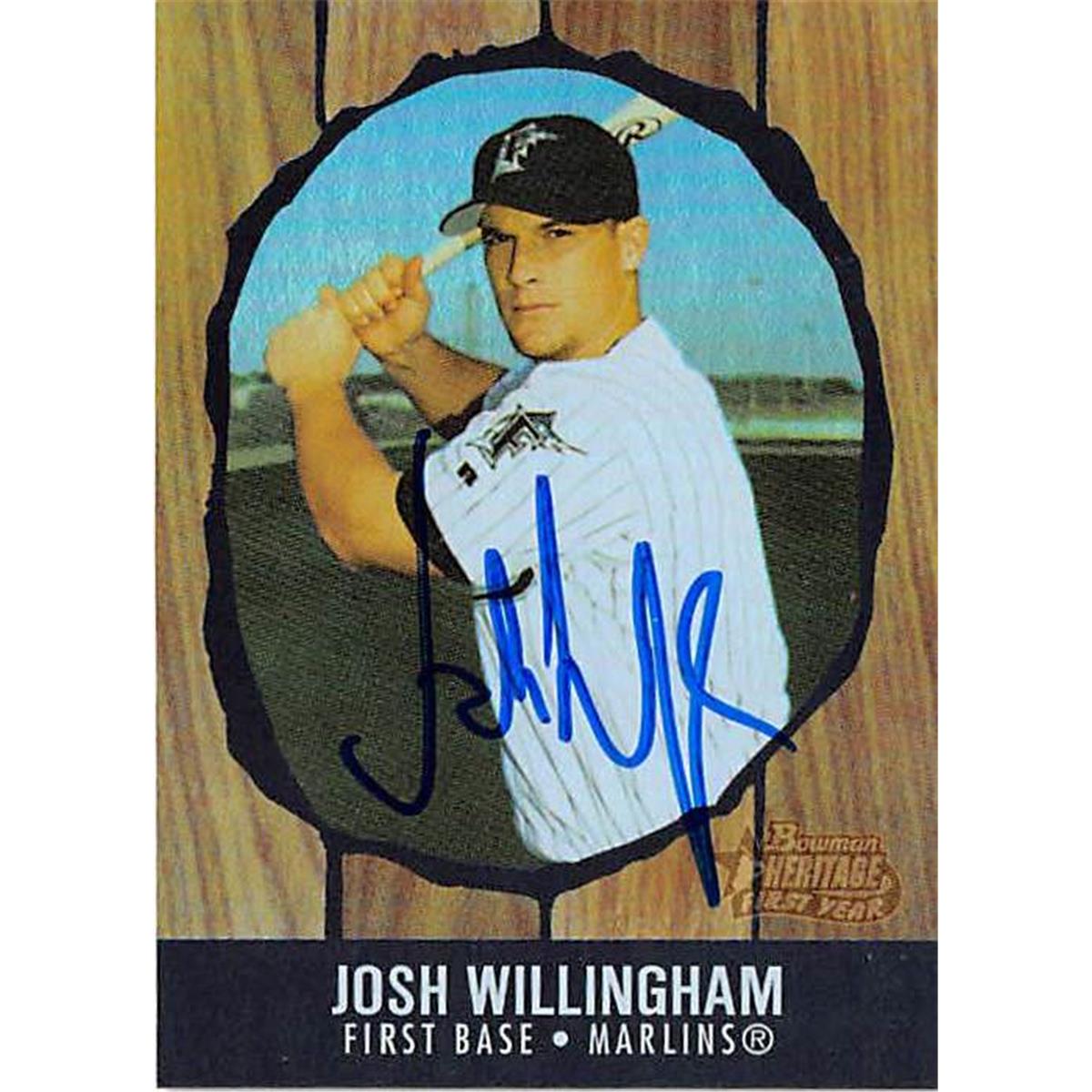 444215 Florida Marlins SC 2003 Topps Heritage No. 222 Refractor Josh Willingham Autographed Baseball Card