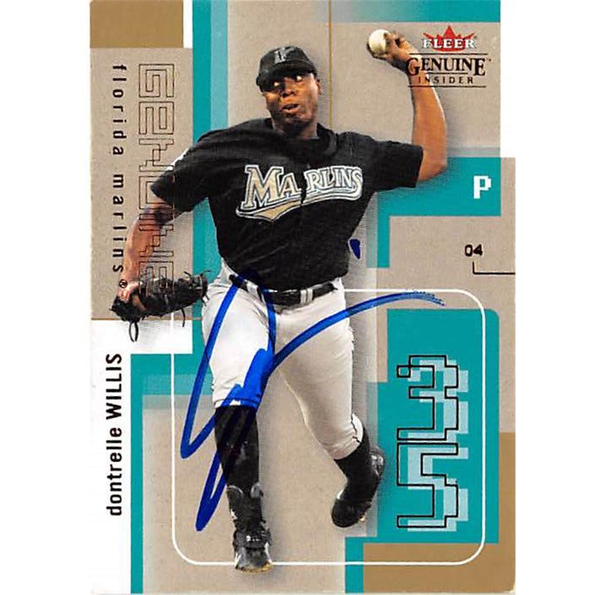 444225 Florida Marlins 2004 Fleer Genuine No. 50 Dontrelle Willis Autographed Baseball Card