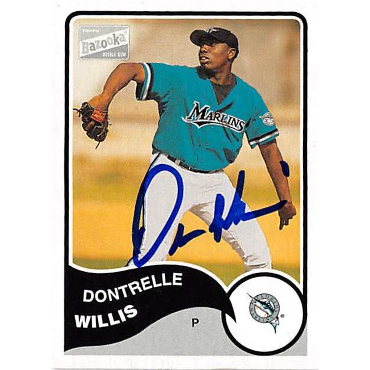 444231 Florida Marlins 2003 Topps Bazooka No. 166 Mini Dontrelle Willis Autographed Baseball Card