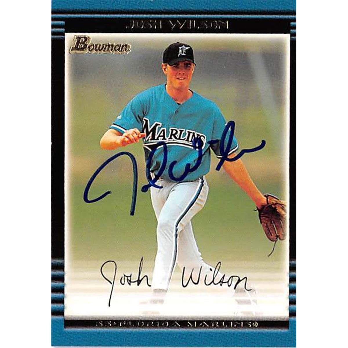 444255 Florida Marlins 2002 Topps Bowman No. 226 Josh Wilson Autographed Baseball Card