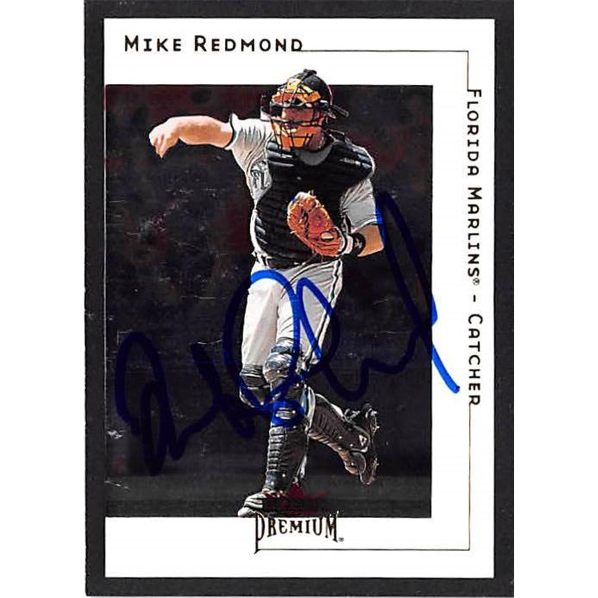 444386 Florida Marlins 2001 Fleer Premium No. 69 Mike Redmond Autographed Baseball Card