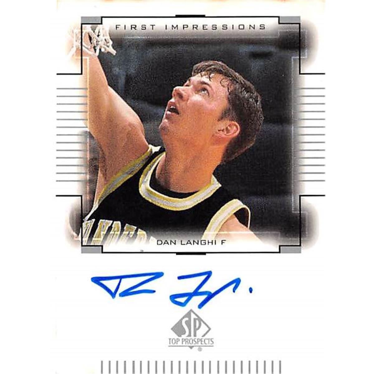444444 Vanderbilt 2000 Upper Deck Top Prospects Rookie No. DL Dan Langhi Autographed Basketball Card