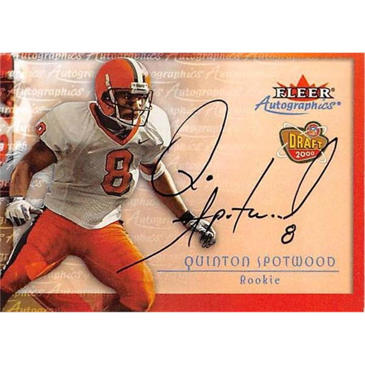 444633 Syracuse Orange 2000 Fleer Draft Rookie No. 8 Quinton Spotwood Autographed Football Card