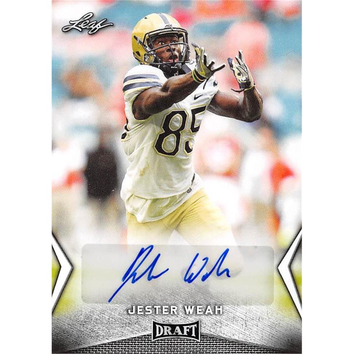 444674 Pittsburgh Panthers 2018 Leaf Draft Rookie No. BAJWS Jester Weah Autographed Football Card
