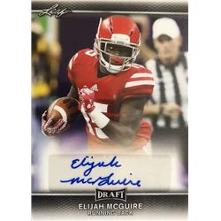 444685 Louisiana Lafayette, New York Jets 2017 Leaf Draft Rookie No. AEM1 Elijah McGuire Autographed Football Card