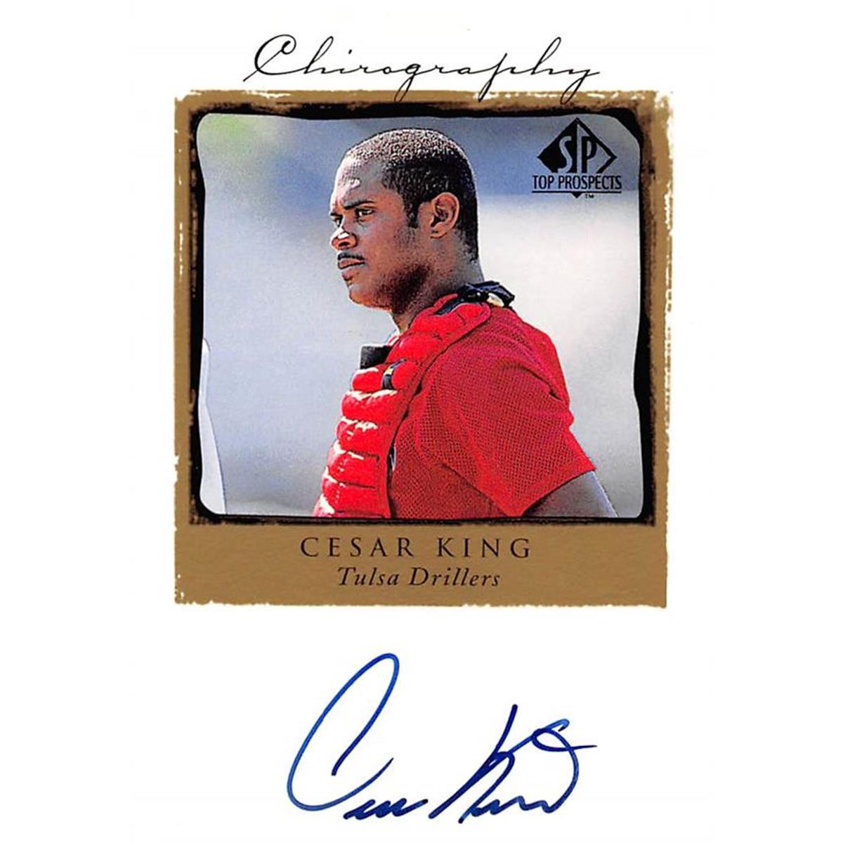 465501 Cesar King Autographed Baseball Card, 1998 Upper Deck Top Prospects Rookie No. CK
