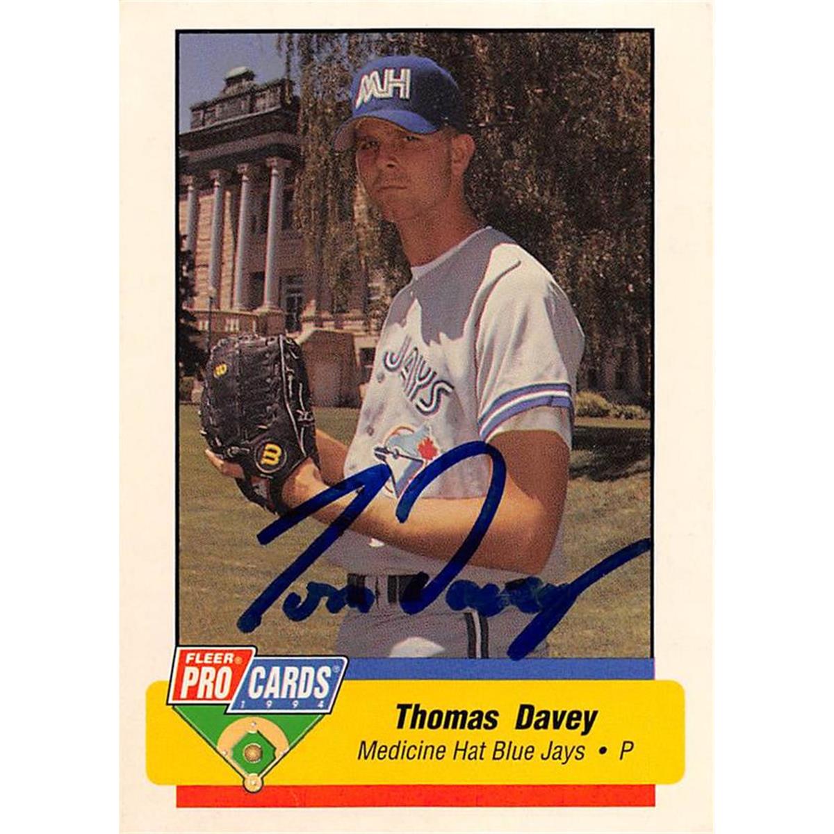 465545 Thomas Davey Autographed Baseball Card, 1994 Fleer Pro Cards Rookie No. 3674